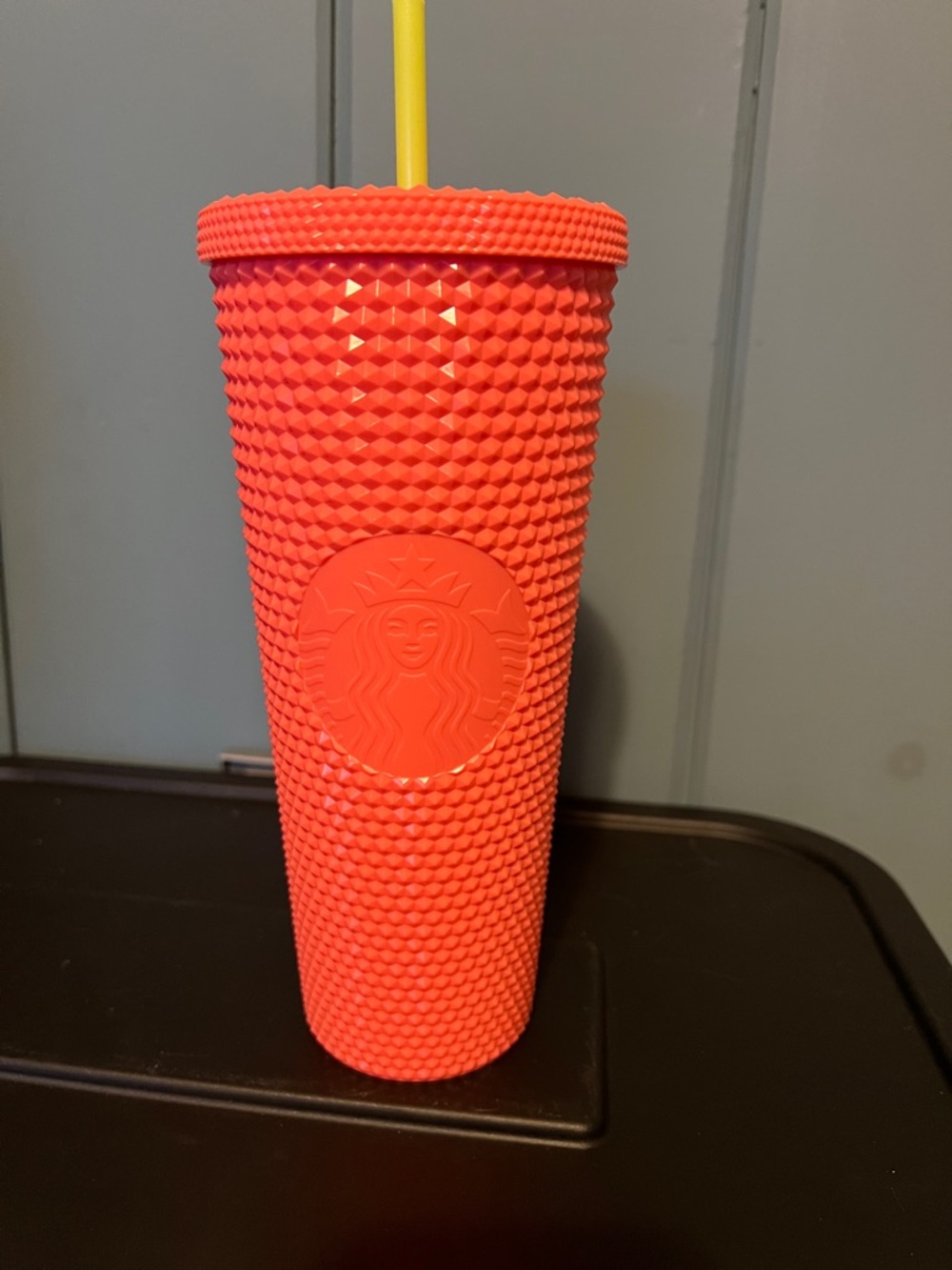 Starbucks Coral Studded Tumbler with Yellow Straw